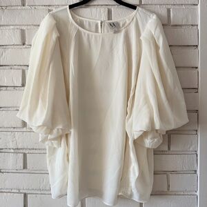 Worthington Cream Blouse with Balloon Sleeves